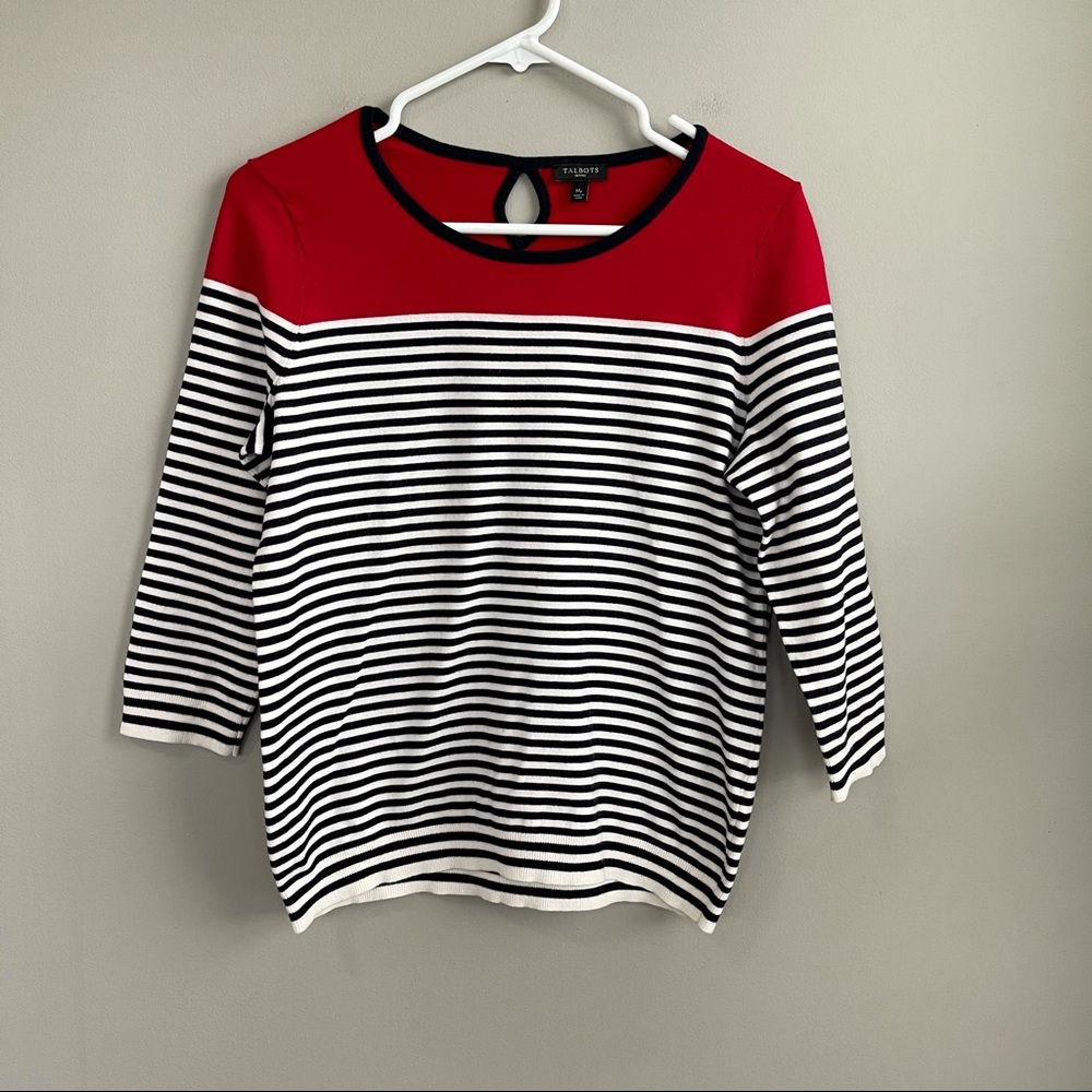 Talbots Navy Blue/White Striped Sweater MP